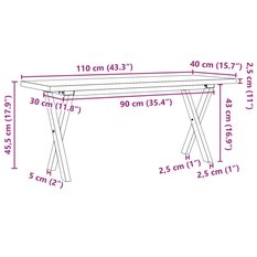 Stolik kawowy 110x40x45,5 cm nogi w kształcie litery X lite drewno do salonu - Miniaturka zdjęcia nr 10