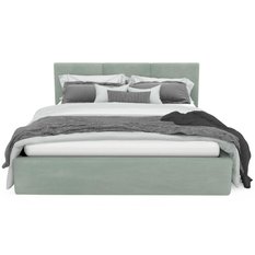 Łóżko tapicerowane  140x200x88 cm do sypialni podwójne otwierany schowek na pościel basic miętowe - Miniaturka zdjęcia nr 11
