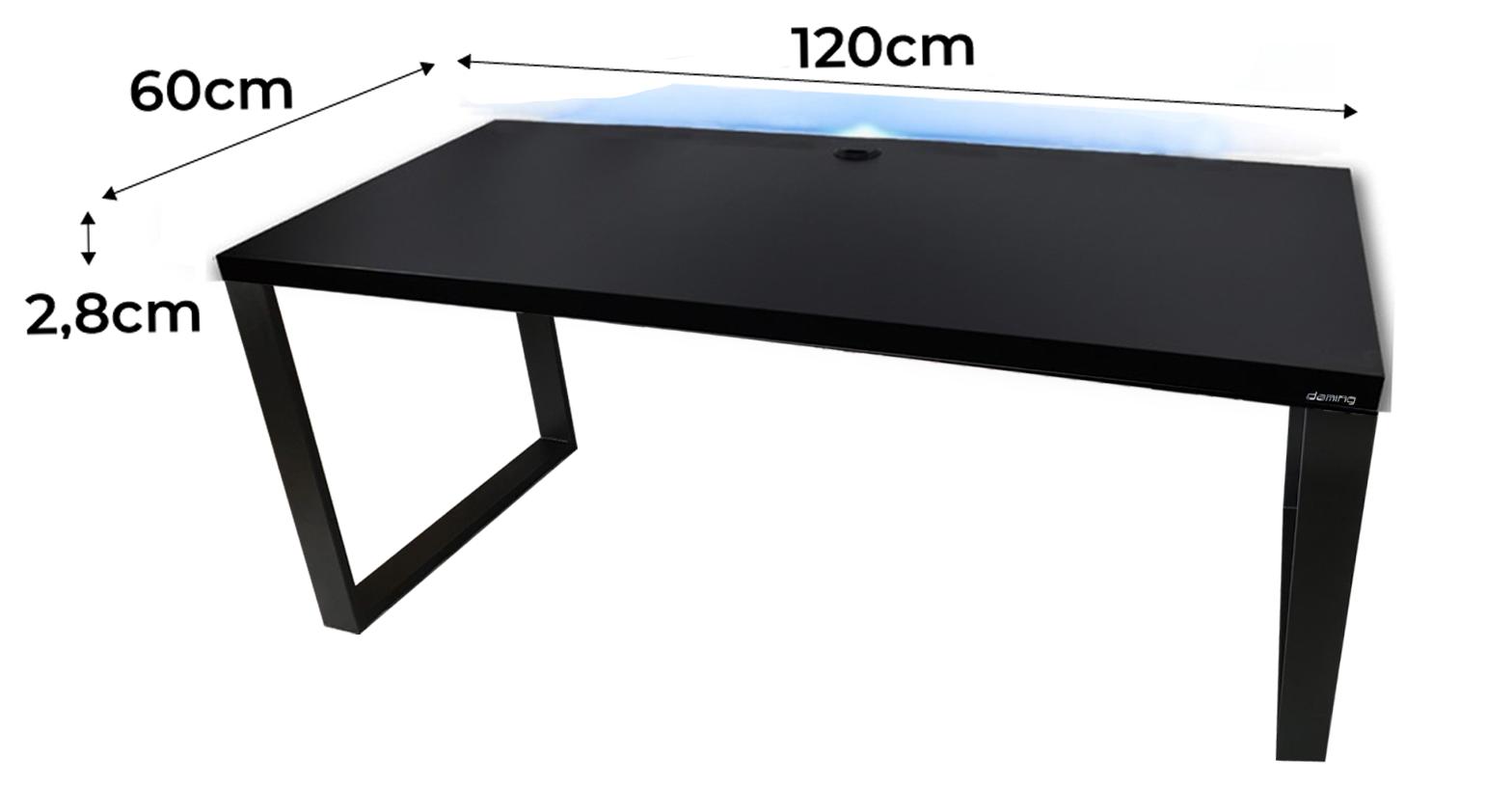 Biurko gamingowe model 2 Low 120x60x71 cm czarne LOFT LED RGB pilot przepust blat 2,8 cm nr. 2