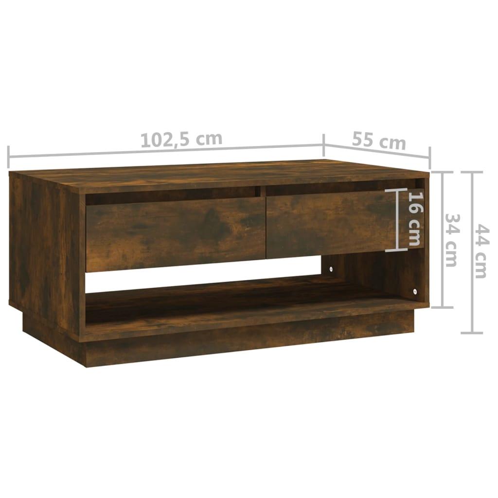 Stolik kawowy 102,5x55x44 cm z dwoma szufladami z płyty wiórowej przydymiony dąb do salonu nr. 9