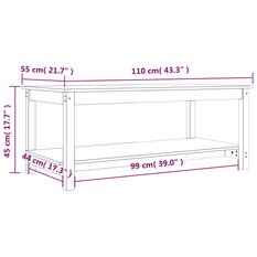 Stolik kawowy 110x55x45 cm z praktyczną półką lite drewno sosnowe czarny do salonu - Miniaturka zdjęcia nr 8