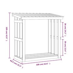 Stojak na drewno opałowe, 108x64,5x109 cm, lite drewno sosnowe - Miniaturka zdjęcia nr 8