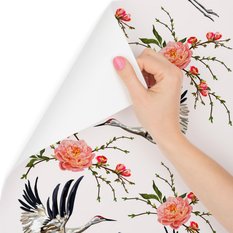 Tapeta – Żurawie i kwiaty, nowoczesny wystrój - Miniaturka zdjęcia nr 3