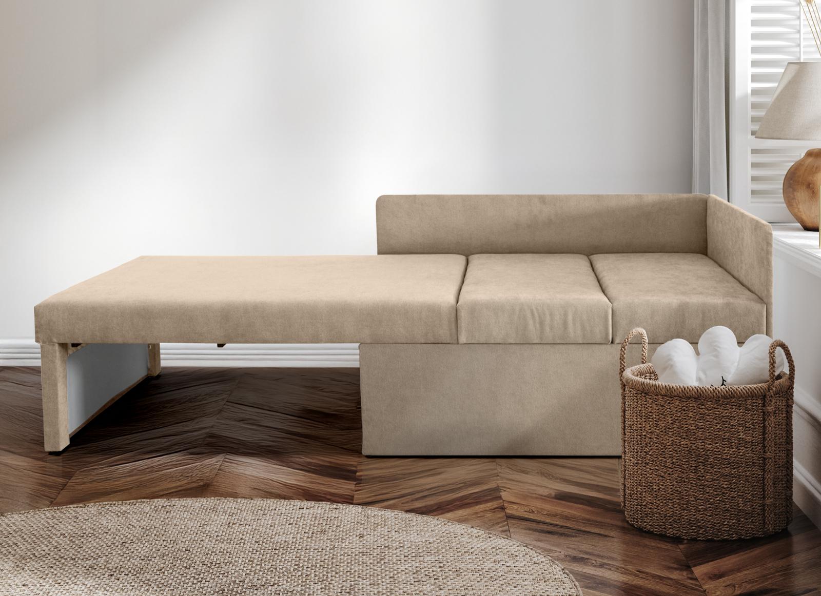 Sofa rozkładana dziecięca Viluś 108x81x78 cm narożnik jednoosobowy do pokoju z funkcją spania i przechowywania dla dzieci beżowy nr. 3