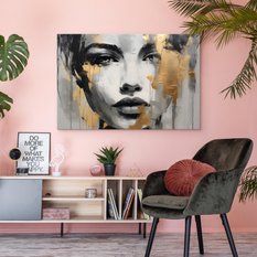 Obraz Do Sypialni Złoty PORTRET Kobiety Styl Glamour Abstrakcja 120x80cm - Miniaturka zdjęcia nr 3