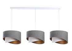 Lampa 114x88x86 cm na listwie z 3 asymetrycznymi abażurkami szaro-biało złota - Miniaturka zdjęcia nr 1