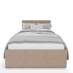 Łóżko Pojedyncze 90x200cm łóżko tapicerowane z pojemnikiem beżowe do sypialni wezgłowie 110 cm - Miniaturka zdjęcia nr 6