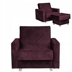 Fotel rozkładany z podnóżkiem Alicja śliwka fiolet