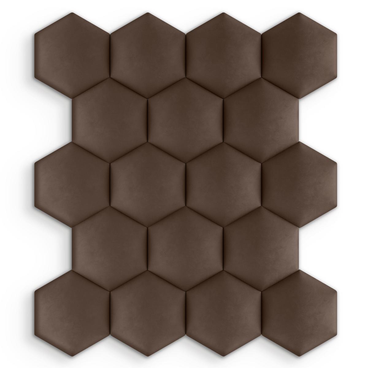 Panele tapicerowane 26x30 cm na ścianę hexagon brązowy nr. 6