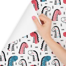 Tapeta dla dzieci w kolorowe dinozaury, kropki  - Miniaturka zdjęcia nr 3