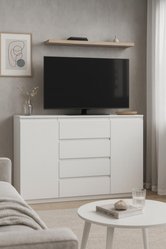 Komoda 120 cm MARTUSIA 101x120x39 cm z 2 drzwiami i 4 szufladami biała do salonu i sypialni pojemna - Miniaturka zdjęcia nr 3