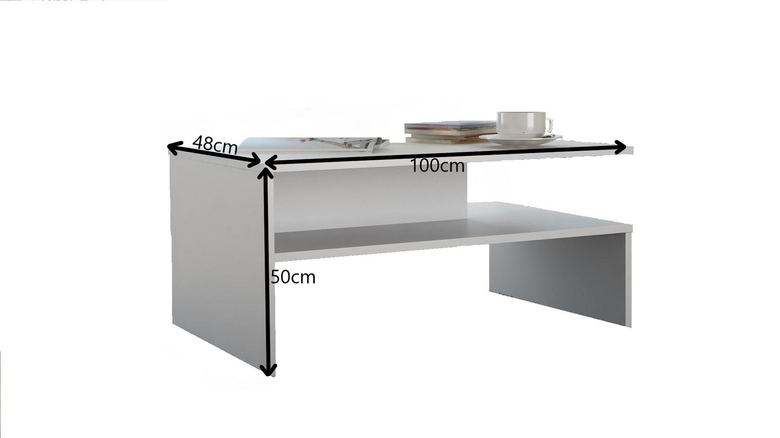 Ława OLA 100x48x50 cm biała dwupoziomowa elegancka i nowoczesna do salonu  nr. 3