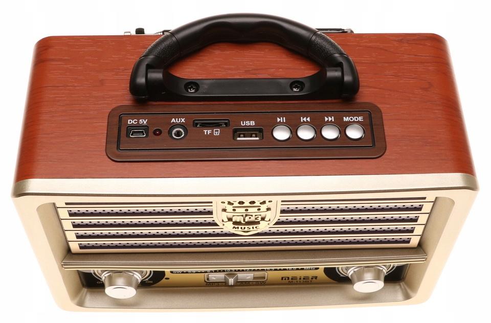 Radio przenośne 23 x 11,5 x 16 cm RETRO z funkcją bluetooth   USB  brązowe nr. 6