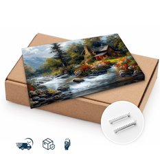 Obraz Na Płótnie Krajobraz Drewniany Domek W Górach 40x30 Krajobraz Nowoczesny - Miniaturka zdjęcia nr 9