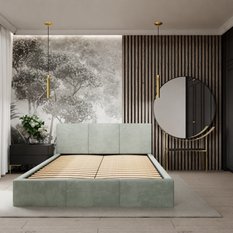 Łóżko tapicerowane do sypialni 180x200x100 cm podwójne z pojemnikiem modne miętowe - Miniaturka zdjęcia nr 9