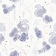 Tapeta Dziecięca Zwierzęta Leśne WIEWIÓRKI Drzewa  - Miniaturka zdjęcia nr 5