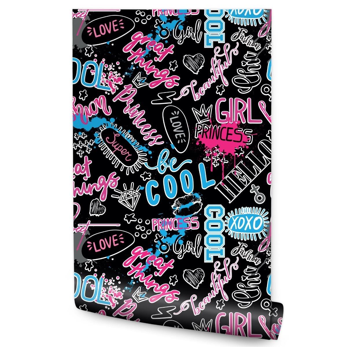 Tapeta Młodzieżowa NAPISY Girl Power Typografia 