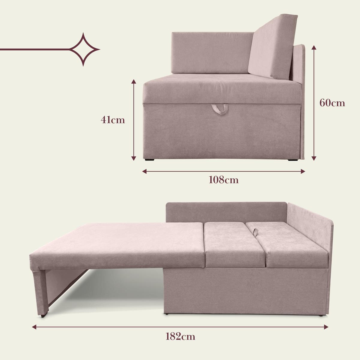 Narożnik Viluś 108x81x78 cm sofa jednoosobowa do pokoju salonu z funkcją spania i przechowywania dla dzieci różowy nr. 9