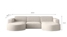 Sofa MODENA STUDIO U 299x78x165 cm w kształcie U bez funkcji spania do salonu NEVE szara - Miniaturka zdjęcia nr 4