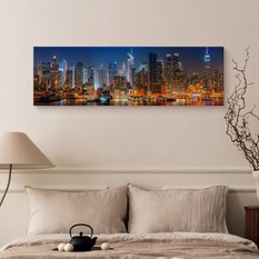 Obraz Ścienny Do Biura NOWY YORK Nocna Panorama Miasto 145x45cm - Miniaturka zdjęcia nr 7