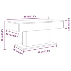 Stolik kawowy 96x50x45 cm przydymiony dąb elegancki do salonu - Miniaturka zdjęcia nr 7