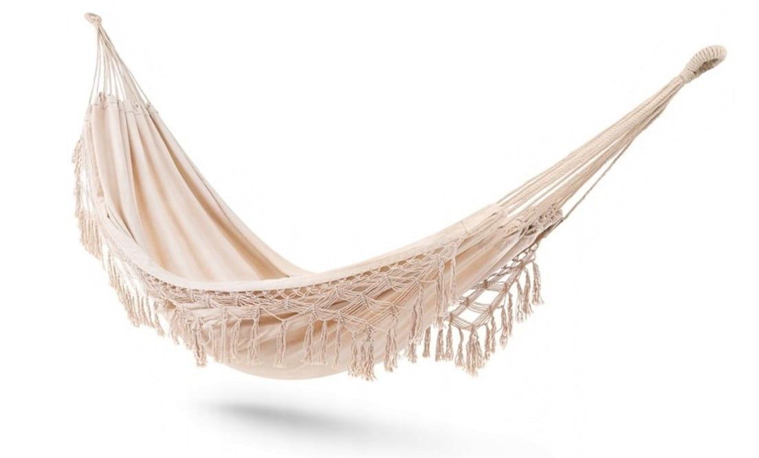 Zestaw stelaż impregnowany + hamak 90x90x320 cm boho ecru mocny 300 kg beżowy nr. 7