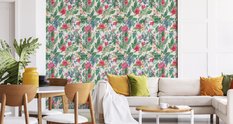 Tapeta Kolorowe KWIATY Liście Tropikalne Akwarela 53x1000  - Miniaturka zdjęcia nr 5