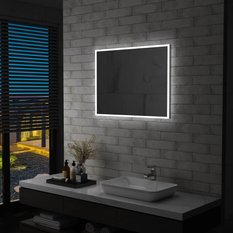 Lustro 80x60 cm do sypialni łazienki ścienne z LED aluminium szklane srebrny  - Miniaturka zdjęcia nr 2