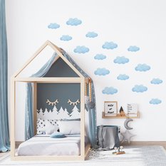 NAKLEJKA NA ŚCIANĘ DO POKOJU DZIECKA 60x30 NIEBIESKIE CHMURECZKI - Miniaturka zdjęcia nr 4