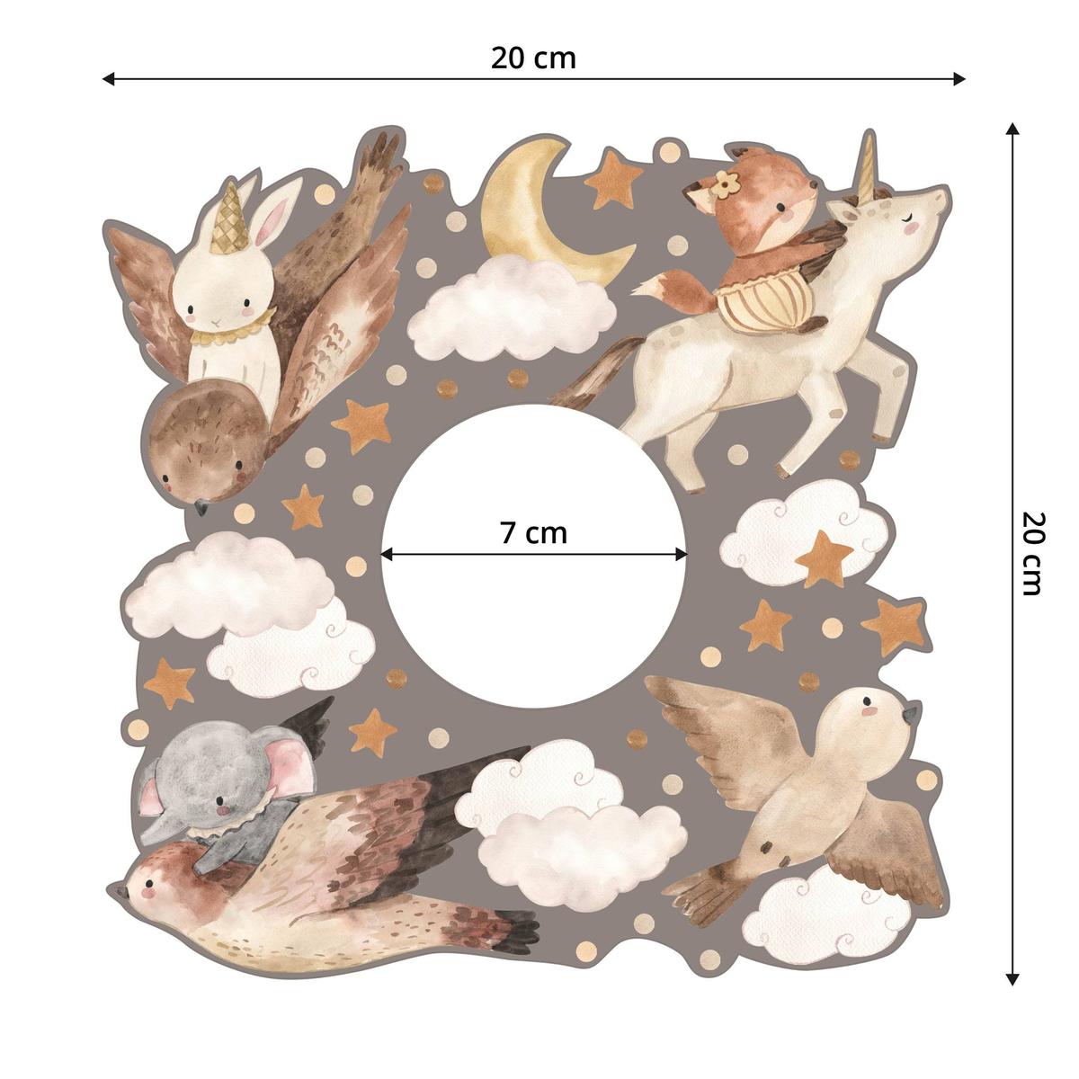 Naklejka Pod Kontakt Do Pokoju Dzieci Zwierzątka 20x20 Chmurki Kropki Gwiazdki nr. 2
