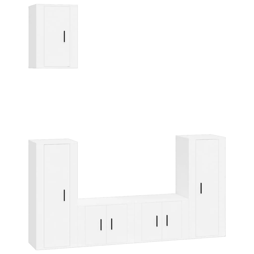 Zestaw szafek RTV 57x34,5x40 cm 5 szt z praktycznymi półkami i drzwiczkami biały do salonu