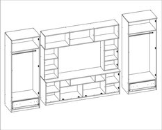 Meblościanka z szafą TAJGA 370x210x53 cm zestaw mebli do salonu RTV Dąb lefkas Sonoma ciemna - Miniaturka zdjęcia nr 3