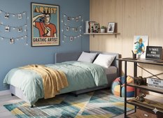 Sofa dla dzieci Viluś 106x80x75 cm narożnik jednoosobowy do pokoju z funkcją spania i przechowywania szary - Miniaturka zdjęcia nr 2