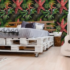 Tapeta Tropikalne LIŚCIE Palmowe Egzotyczne Kwiaty 53x1000 - Miniaturka zdjęcia nr 8