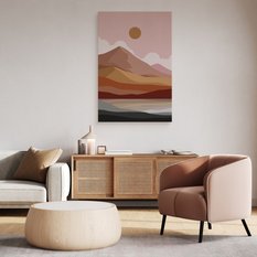 Obraz Do Salonu Pastelowy Pejzaż Zachód Słońca Góry Styl Boho 80x120cm - Miniaturka zdjęcia nr 6