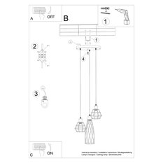 Lampa wisząca SUBA 3P czarna 120x38x38cm nowoczesna E14 do salonu - Miniaturka zdjęcia nr 6