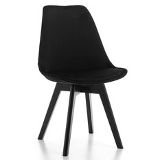 Krzesło DUBLIN czarne welurowe czarne nóżki z poduszką do jadalni lub salonu