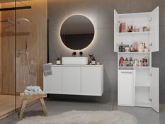 Słupek łazienkowy NEL DK 1K 174x60x30 cm szafka łazienkowa z koszem na pranie biały połysk - Miniaturka zdjęcia nr 7