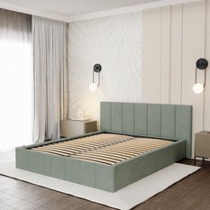 Łóżko tapicerowane 160x200 premium z pojemnikiem do sypialni miętowe wezgłowie 107 cm - Miniaturka zdjęcia nr 4