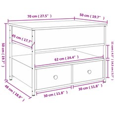 Stolik kawowy 70x50x50 cm z otwieranym blatem i szufladami czarny do salonu - Miniaturka zdjęcia nr 11