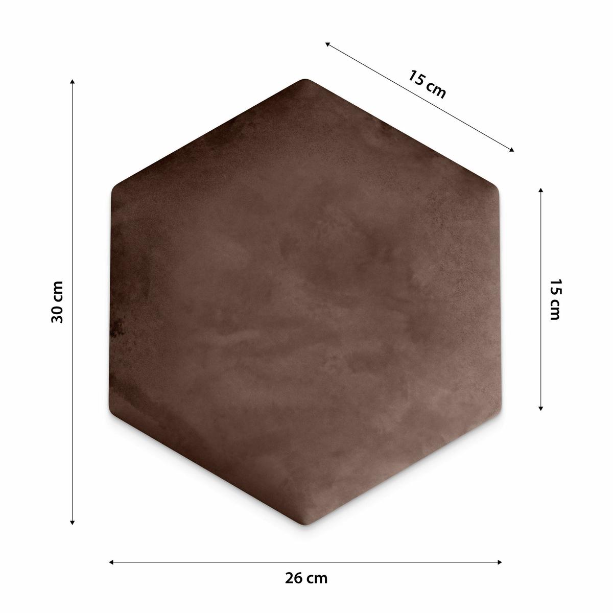 Panele tapicerowane 26x30 cm na ścianę hexagon brązowy nr. 3
