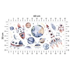 Naklejki Na Ścianę Dla Dzieci Kosmos Rakiety Planety 60x30 Gwiazdy ZESTAW - Miniaturka zdjęcia nr 2