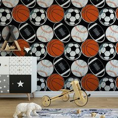 Tapeta dla Chłopca SPORT Kolorowe Piłki Koszykówka  - Miniaturka zdjęcia nr 6