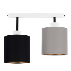 Lampa sufitowa 37 x 15 x 30 cm dwupunktowy spot  gwint E27 białą z szaro-czarnymia abażurami  do salonu - Miniaturka zdjęcia nr 3