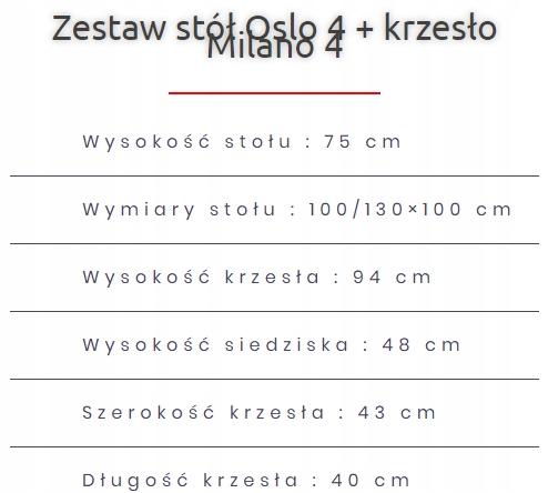 Zestaw do jadalni stół okrągły OSLO 100/130x100 cm rozkładany + 4 krzesła MILANO biały nogi naturalny buk nr. 4