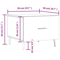 Stolik kawowy 50x50x40 cm kwadratowy z praktyczną szufladą dąb sonoma do salonu - Miniaturka zdjęcia nr 12