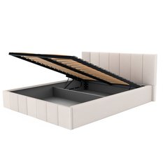 Łóżko tapicerowane 160x200 premium z pojemnikiem do sypialni kremowe wezgłowie 107 cm - Miniaturka zdjęcia nr 11