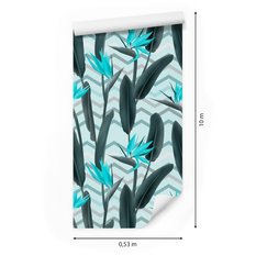 Tapeta Do Salonu Tropikalne LIŚCIE Kwiaty Dekoracja  - Miniaturka zdjęcia nr 2