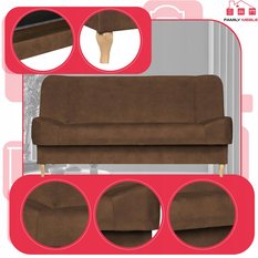 Wersalka SARA 200x95 cm brązowa rozkładana kanapa z pojemnikiem sofa do salonu Aura - Miniaturka zdjęcia nr 4