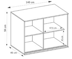 Komoda TABLET 5 120x45x94 cm z przesuwnymi frontami jesion ciemny do salonu - Miniaturka zdjęcia nr 4